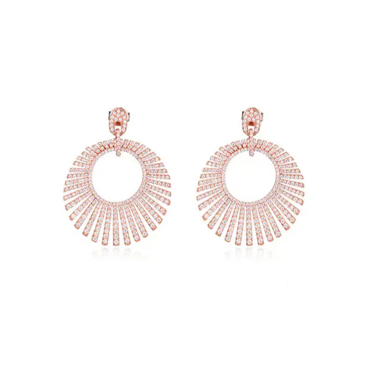 Rose Gold Seashell Shape Full Stones Drop Earrings