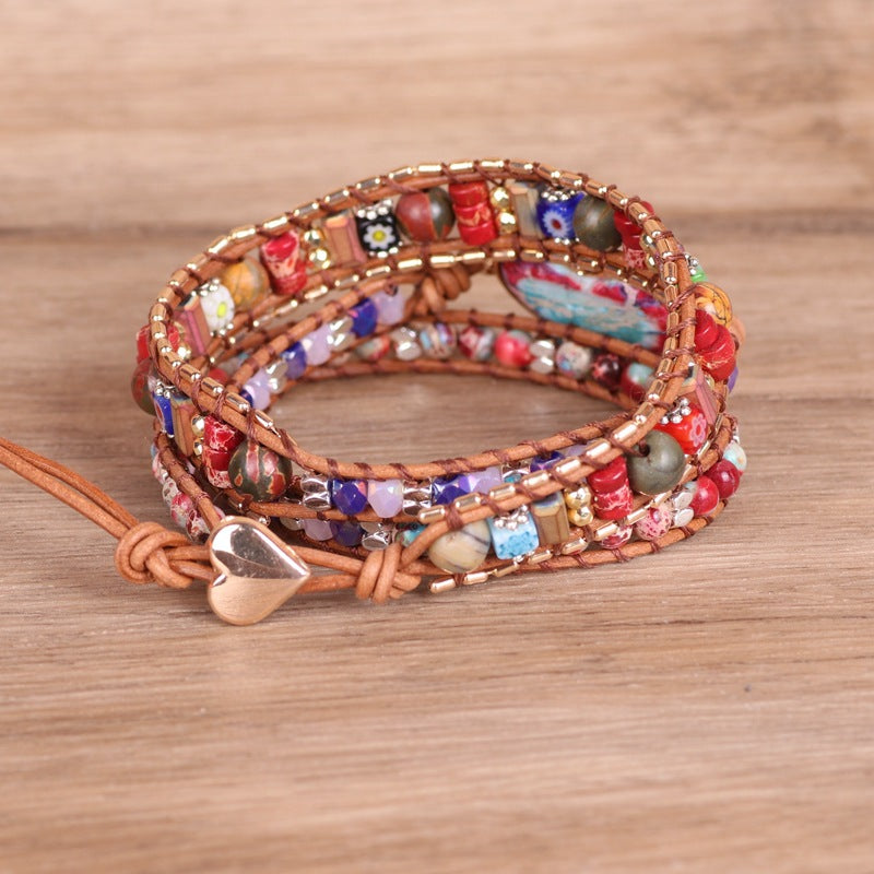 Woven Leather Love Emperor Stone Bracelet