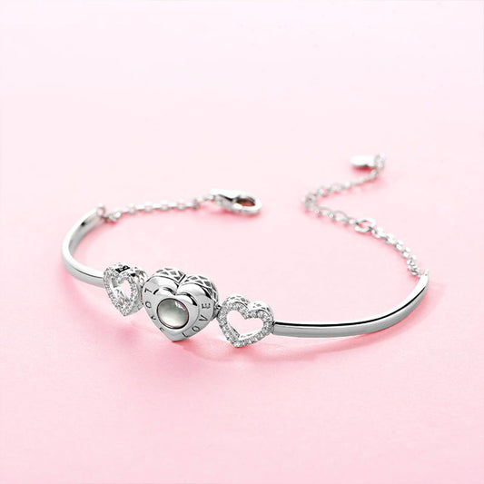 White Gold Hollow Heart Shape Charm Bracelet