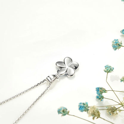 White Gold Flower Shape Blue Opal Pendants Chains