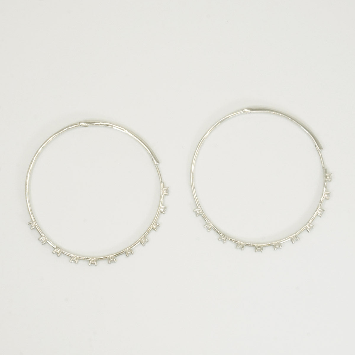 White Gold Plating Prong Set Stones Big Hoop Earrings