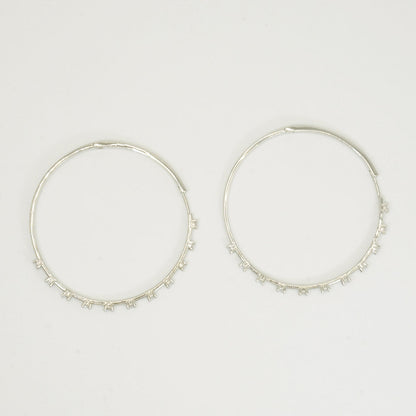 White Gold Plating Prong Set Stones Big Hoop Earrings