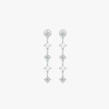 White Gold Tassel Style Link Drop Earrings