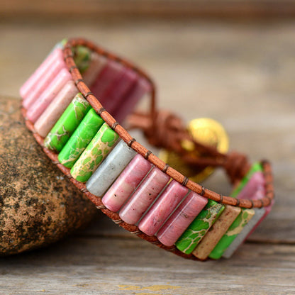 Turquoise Leather Handwoven Bracelet