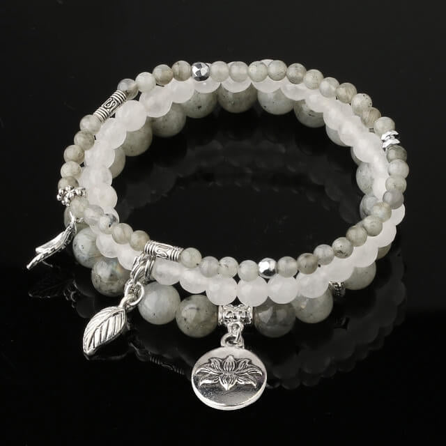 Stone Crystal Rose Three Row Bracelet