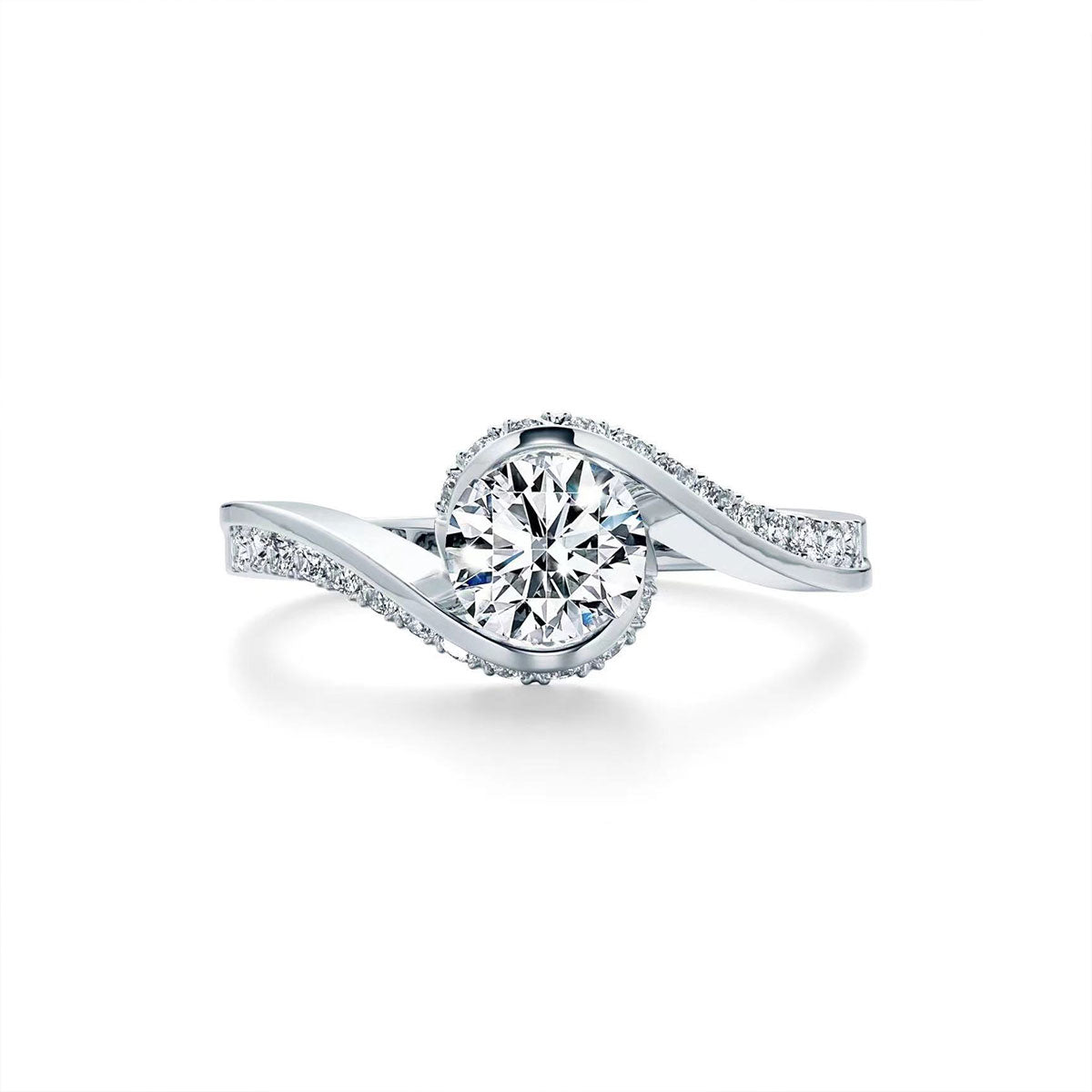 White Gold Infinite Channel Setting Stones Moissanite Ring