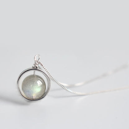 S925 Moonstone Love Planet Pendant