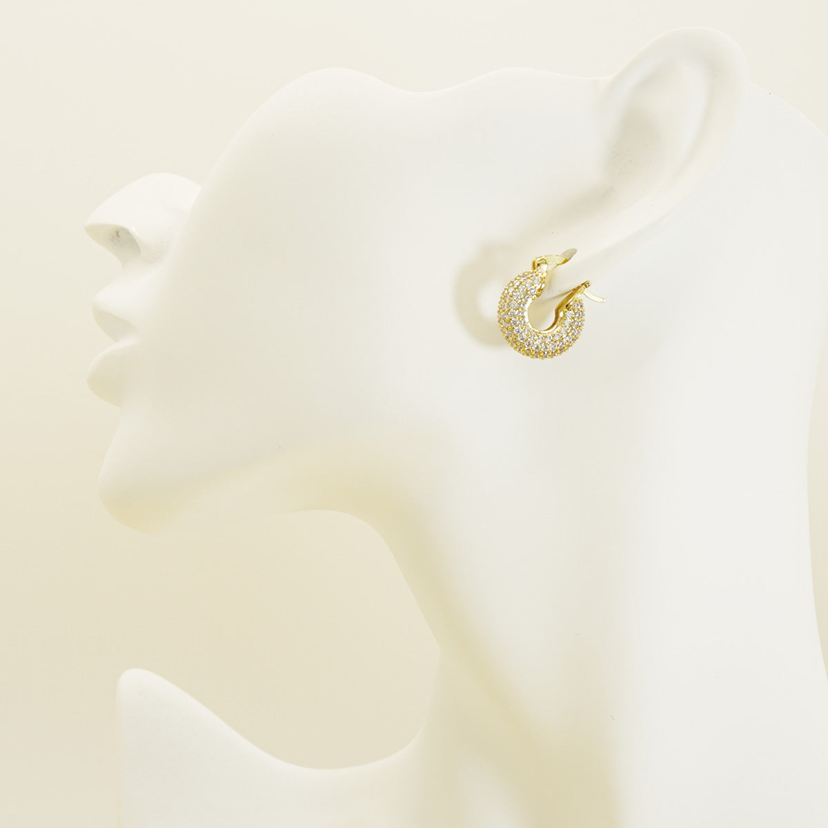 Full Stones Gold Chunky Hoops Earrings