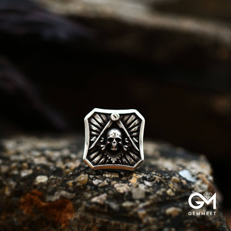 Vintage Masonic Skull Stainless Steel Ring