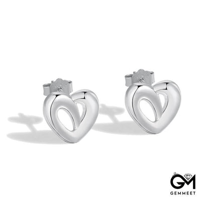 925 Sterling Silver Love Sweet Simple Stud Earrings