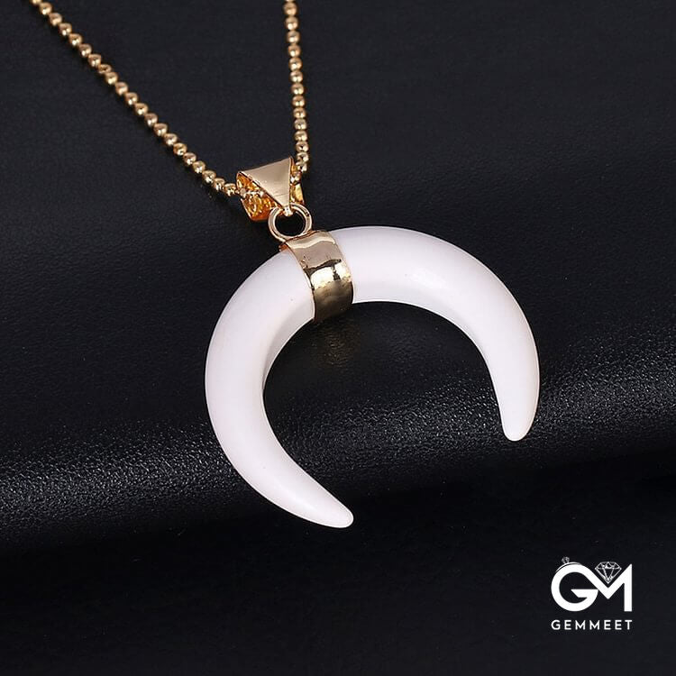 Stone Crescent Moon Necklace