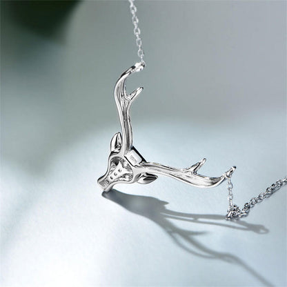 White Gold Elk Shape Beating Shinny Pendants Chains