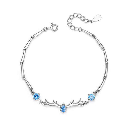 White Gold Aquamarine Gem Elk Shape KIARA Bracelet