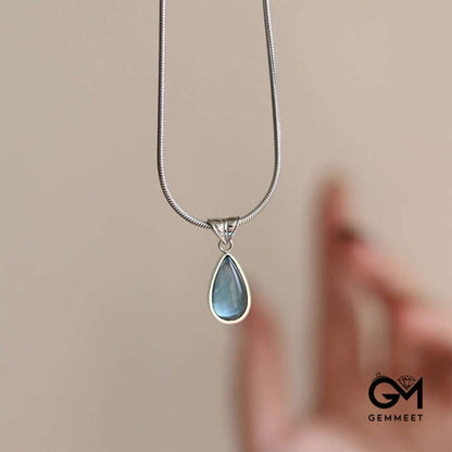 Blue Ocean Water Drop Titanium Steel Necklace