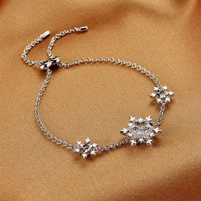 White Gold Snowflake Shape Adjustable Beating Charm Bracelet