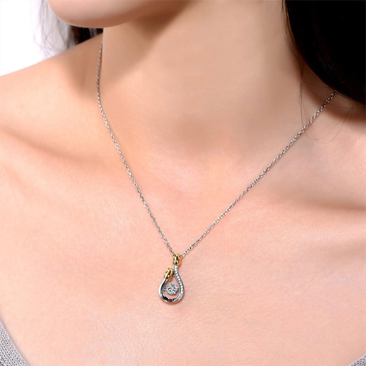 Rose Drip Shape Full Stones Beating Pendants Chains