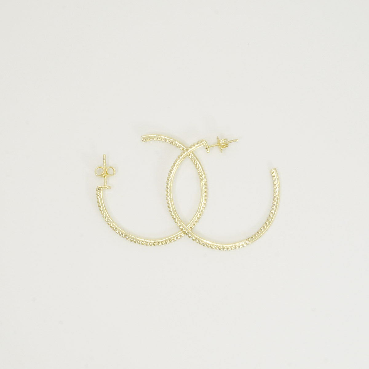 Channel Setting Stones Big Gold Hoop Earrings