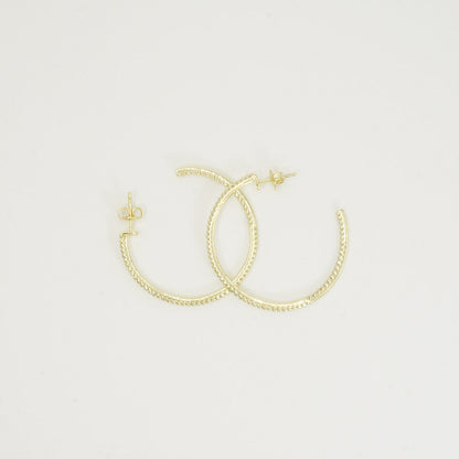 Channel Setting Stones Big Gold Hoop Earrings