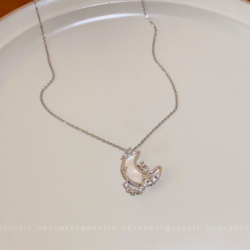 Zircon Moon Awn Star Necklace