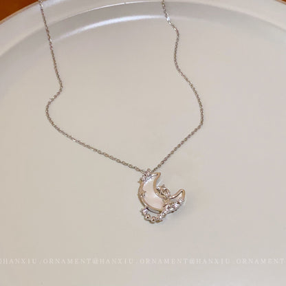 Zircon Moon Awn Star Necklace