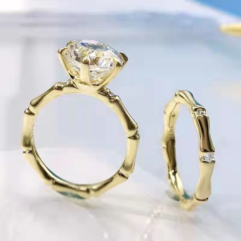 Golden Big Stone Layered Matching Ring Set