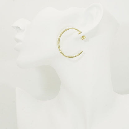 Channel Setting Stones Big Gold Hoop Earrings