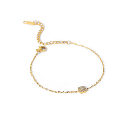 Cushion Type Full Stones Pendant Chain Bracelet