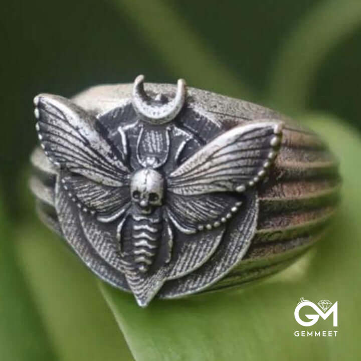 Titanium Steel Creative Skull Moth Ring