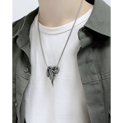 Titanium Steel Snake Pendant Chain Necklace