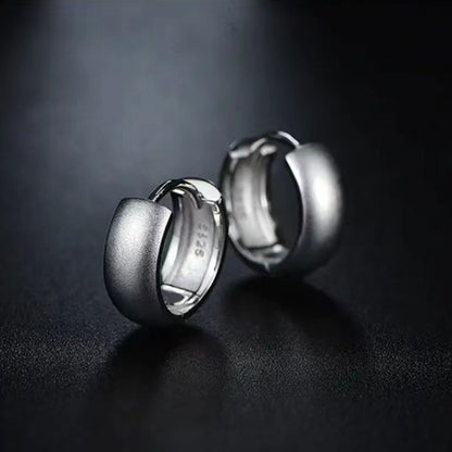 White Gold Cute Chunky Mini Hoop Earrings