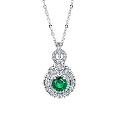 White Gold Fruit Shape Emerald Pendant Chain