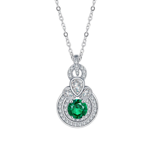 White Gold Fruit Shape Emerald Pendant Chain