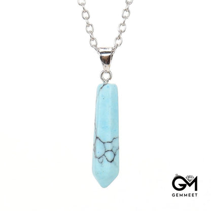 Turquoise Hexagon Pointy Cone Pendant Necklace