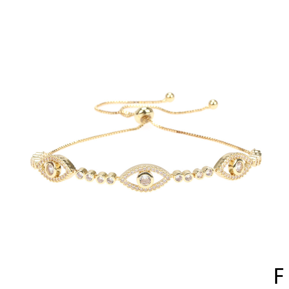 Golden Hollow Evil Eye Full Stones Bracelet