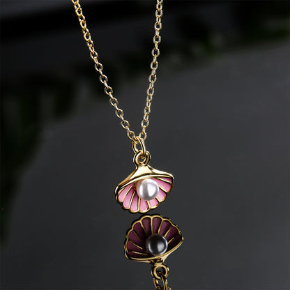 Colorful Shell Shape Pearl Chain Necklace