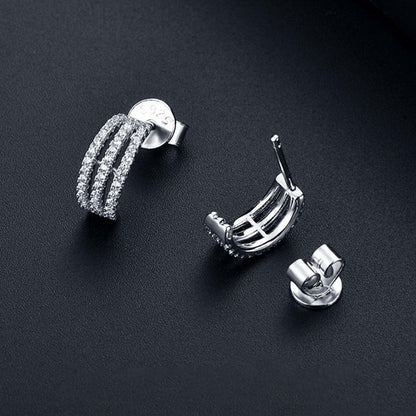 White Gold Cute Full Stones Snap Mini Stud Earrings