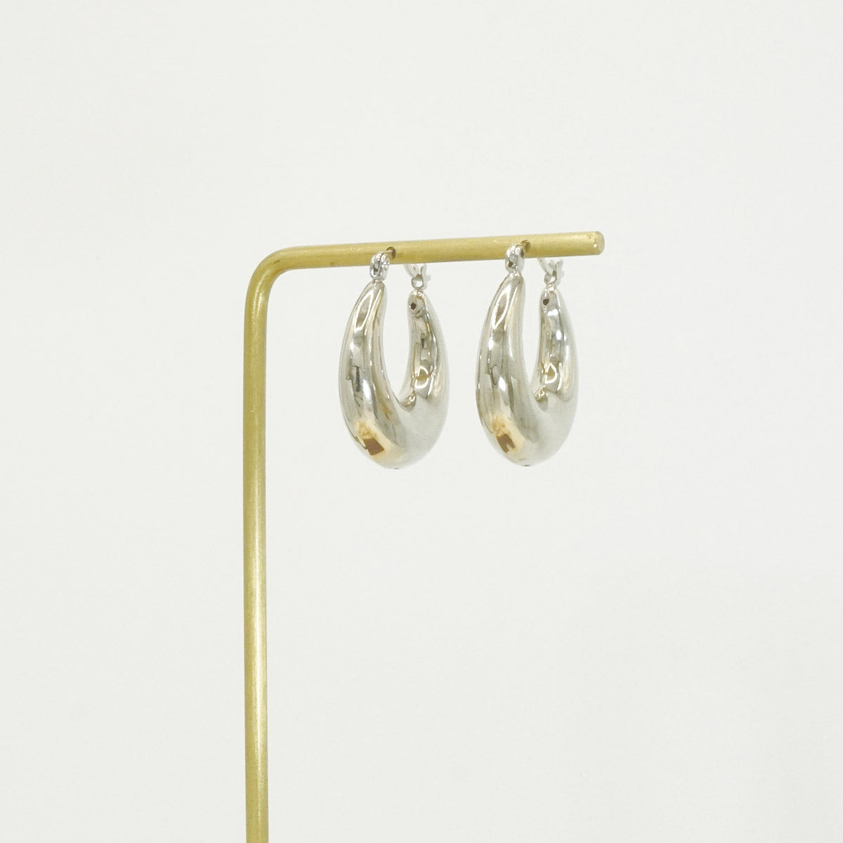 White Gold Chunky Hoop Earrings