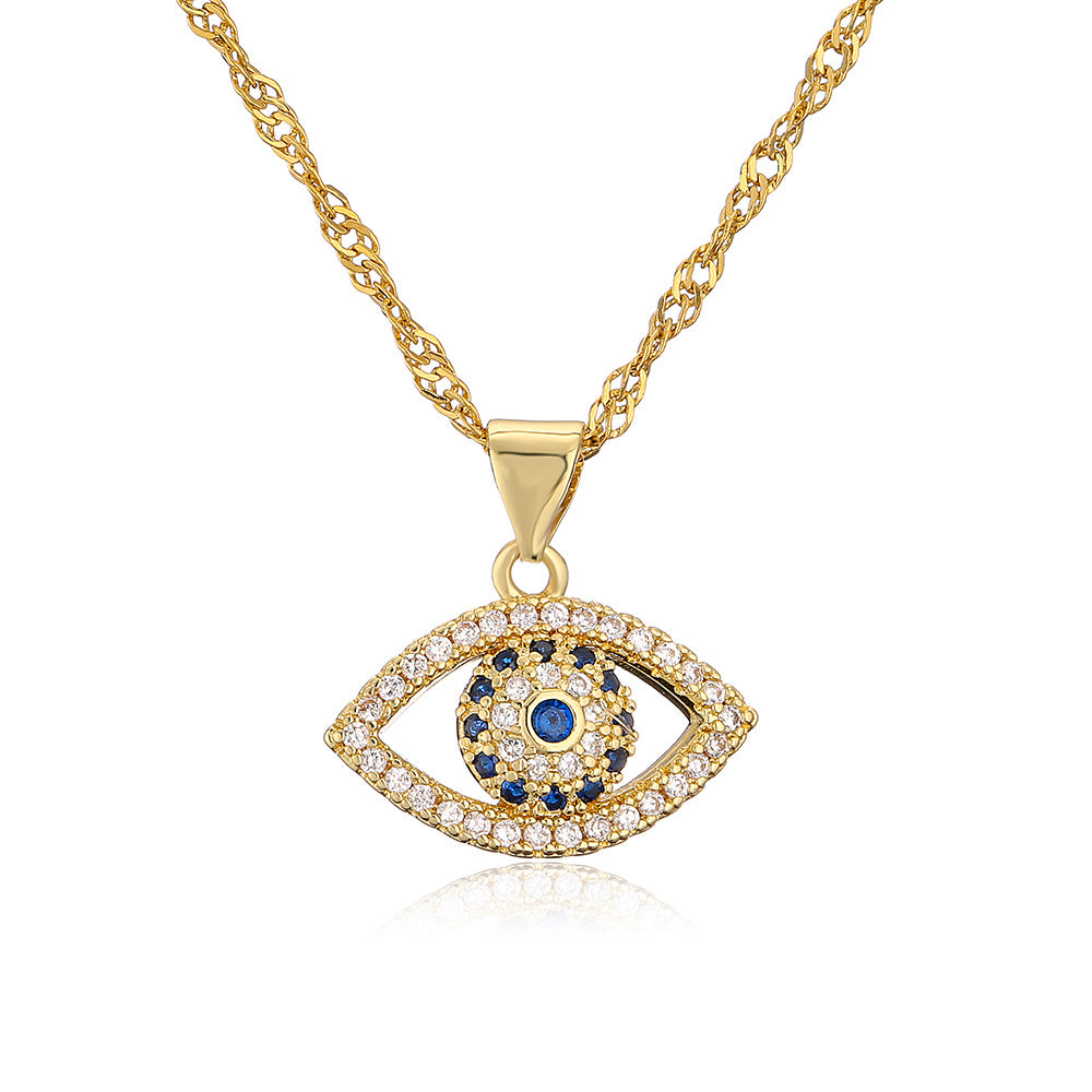 Hollow Evil Eye Full Stones Pendant Necklace