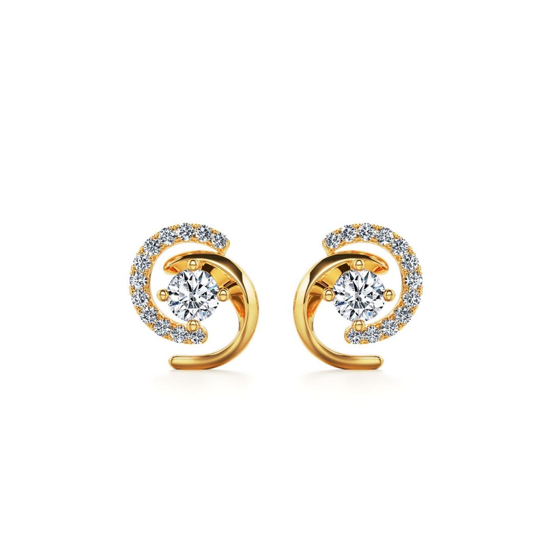 Gold Moissanite Spray Spiral Stud Earrings