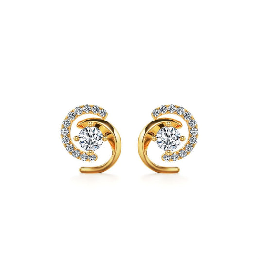 Gold Moissanite Spray Spiral Stud Earrings