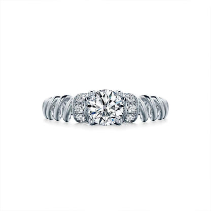 White Gold Spiral Design Moissanite Ring