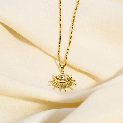 Golden Hollow Evil Eye Pendant Necklace