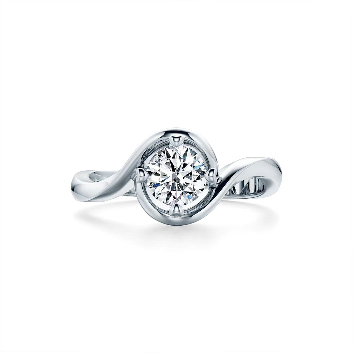 White Gold Twist Set Infinity Moissanite Adjustable Ring