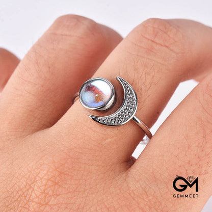 Moon & Sun Moonstone Adjustable Ring