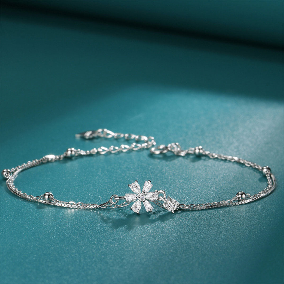 White Gold Sakura Shape Charm Bracelet