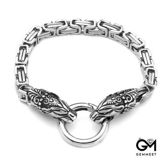 Stainless Steel Viking Leopard Wolf Head Bracelet