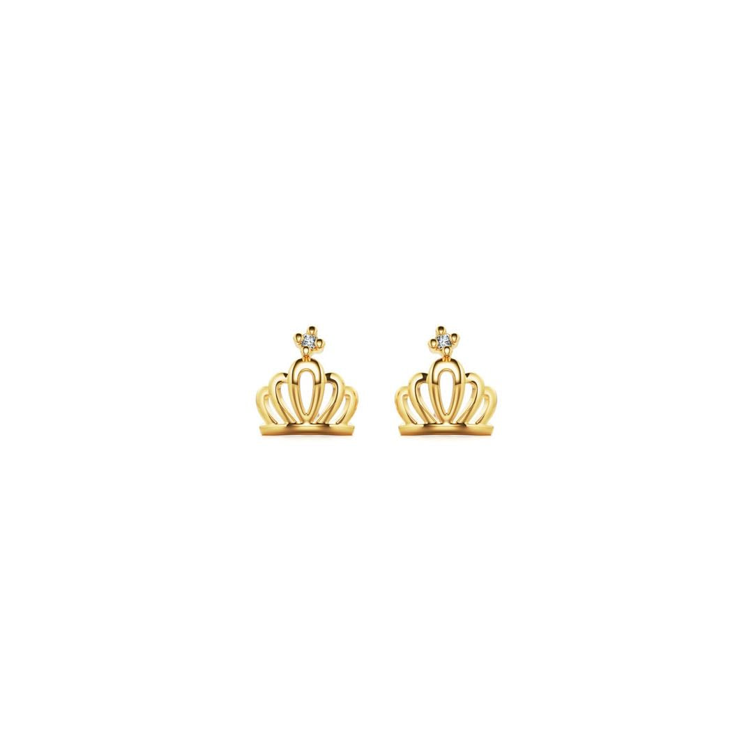 Gold Crown Shape Moissanite Nap Stud Earrings