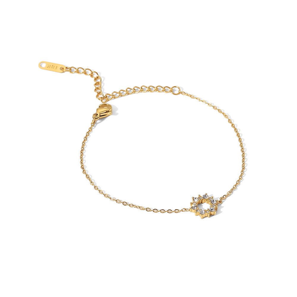 Hollow Halo Full Stones Pendant Chain Bracelet