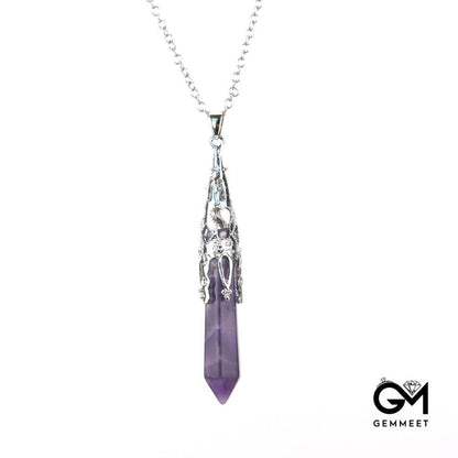 Crystal Hexagon Pyramid Pendant Necklace