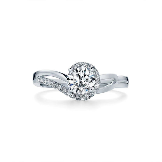 White Gold Hollow Twist Setting Design Adjustable Moissanite Ring